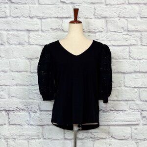 Status by Chenault Black Eyelet Top